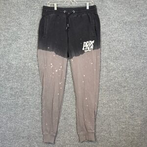 PRPS Goods & Co Pants Mens Large Gray Black Sweatpants Splattered Fleece